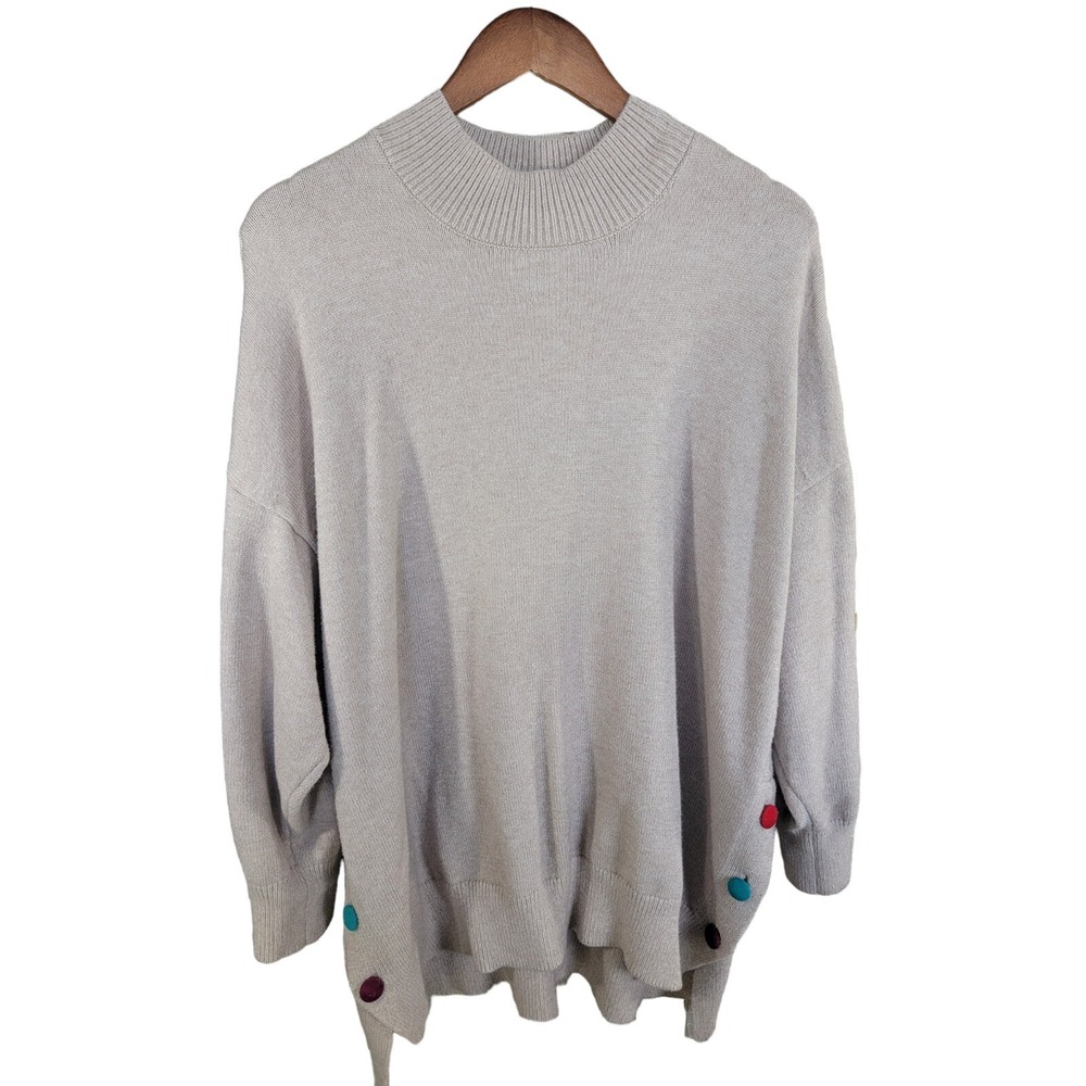 Philosophy Republic Plus 2X Cream Tan Women's Pullover Sweater Color Button Soft